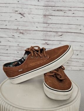 Vans Brown Suede Slip-On Lace-Up Loafers